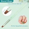 Green Nail Art Clean Up Brushes for Cleaning Polish Mistakes on the Cuticles, Acetone Resistant Nail Brush, Fingernail Cleaning Brushes for Nail Art and Designs (Round&flat&Bevel)