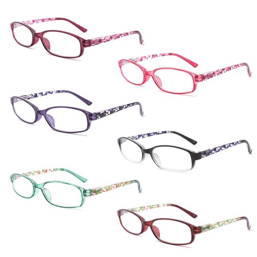 IVNUOYI 6 Pack Reading Glasses Blue Light Blocking,Fashion Ladies Spring Hinge Readers with Pattern Print,Anti Glare UV Eyeglasses for Women 1.0