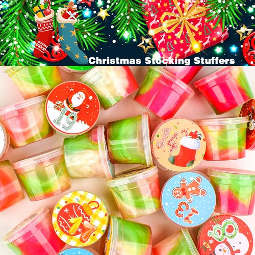 Christmas Galaxy Slime Kit 14 Pack, Advent Calendar 2024, Mini Slime Party Favors for Girls Boys, Goodie Bag Stuffers, Smooth, Soft and Non Sticky, Stress Relief Colorful Bulk Slime Pack Toy for Kids