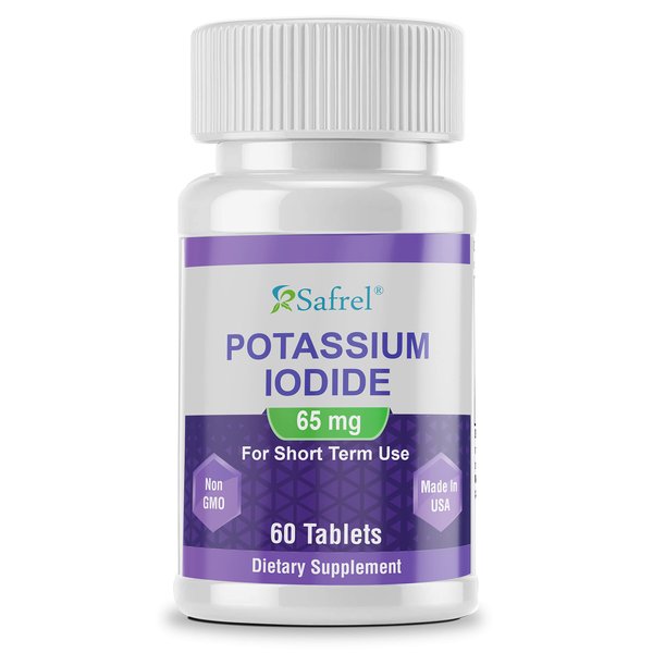 Safrel Potassium Iodide 65 mg, 60 Tablets | Thyroid Support | Made in USA | Non-GMO Verified | Ki Pills Potassium Iodine Tablets - YODO Naciente (60 Count (Pack of 1))