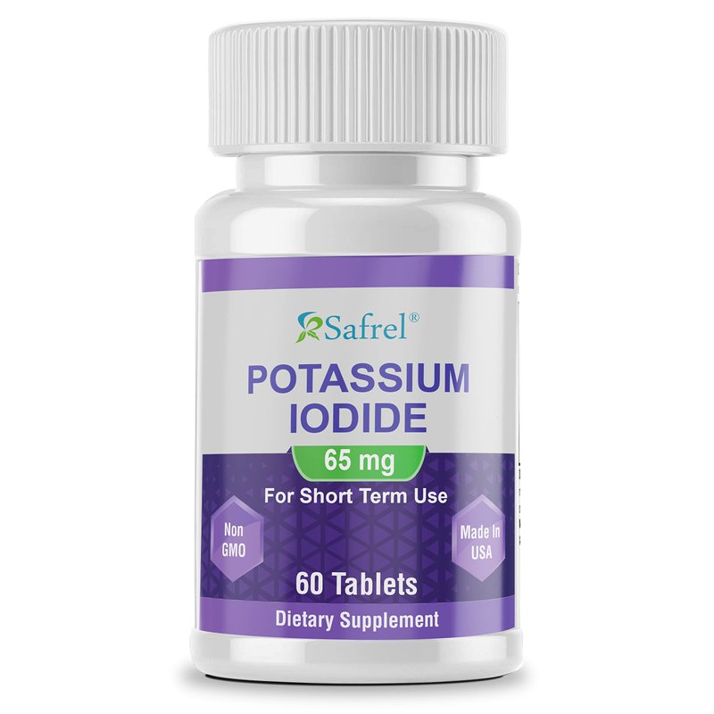 Safrel Potassium Iodide 65 mg, 60 Tablets | Thyroid Support | Made in USA | Non-GMO Verified | Ki...