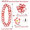 Moon Boat 60PCS Hawaiian Luau Leis Party Decorations Supplies - Tropical Tiki Flowers Necklaces Bracelets Bulk Summer Pool Decor Favors Ornaments