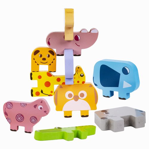 Montessori Toys for 1 2 3 4 Year Old, Animals Wooden Blocks Stacking Toys, Early Preschool Educational Toys, Balancing Game Fine Motor Skills Learning Games Gifts for 1-4 Year Old Boy Girl Toddlers