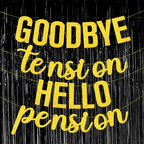 Retirement Party Decorations Pre-Strung Happy Retirement Banner Gold Glitter No DIY Retirement Decorations Party Supplies Decor for Men Women
