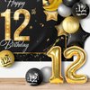 Happy 12th Birthday Balloons Gold Set Decor - Cheers to 12 Years Old Party Theme Garland Star Moon Banner Backdrop Decorations For Kids Supplies