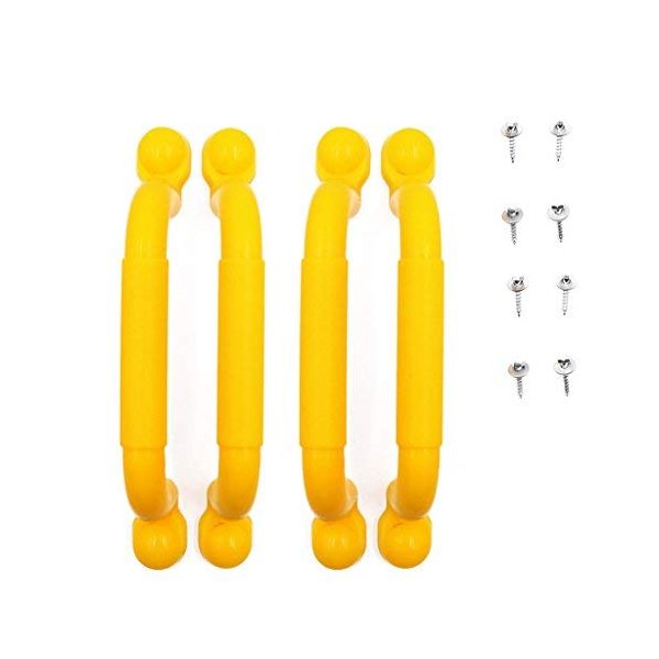 Ymeibe Kids Playground Handles Outdoor Indoor Set of 4 Plastic Nonslip Safety Hand Grips for Playset Climbing Frame Tree Play House 10" (Yellow)