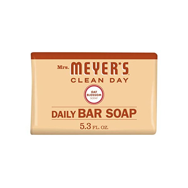 MRS. MEYER’S CLEANDAY Clean Day's Bar Soap, Use as Body Wash or Hand Soap, Cruelty Free Formula Made with Essential Oils, Oat Blossom Scent, 5.3 oz, 1 Bar