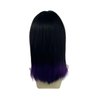 WKLOUYHE Short Straight Wig with Bangs for Women Shoulder Length Bob Women's Synthetic Wigs Heat Resistant Hair for Cosplay Halloween Daily Party Use (Black and Purple)