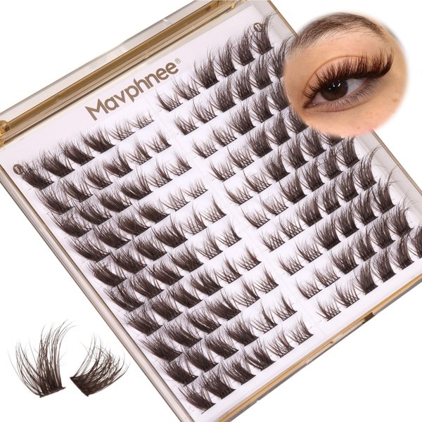 Fox Eye Lash Clusters Brown Eyelash Clusters Fluffy Cluster Lashes Left & Right Cluster Eyelash Extensions L Curl Lash Individuals 120 Pcs DIY Lash Extensions by Mavphnee
