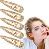 5Pcs Rhinestone Snap Hair Clips, Water Drop Crystal Snap Hair Barrettes, Glitter Shining Metal Snap Hair Clips, Glittering Hairpins Headwear Hair Accessories for Girls Women