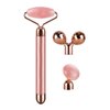 3-IN-1 Electric Jade Roller 3D Roller Facial Roller & Face Massager, Rose Quartz