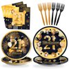 SCIONE 96 Pcs 21st Birthday Decorations Plates and Napkins Party Supplies for him her - Paper Party Tableware Decorations Set for 24 Guests