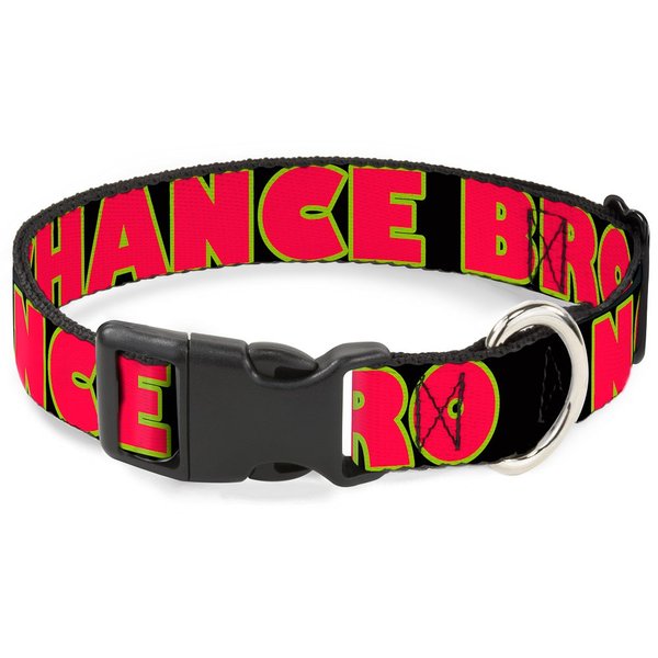 Buckle-Down 6-9" No Chance Bro Black/Yellow/Red Plastic Clip Collar, Narrow Small