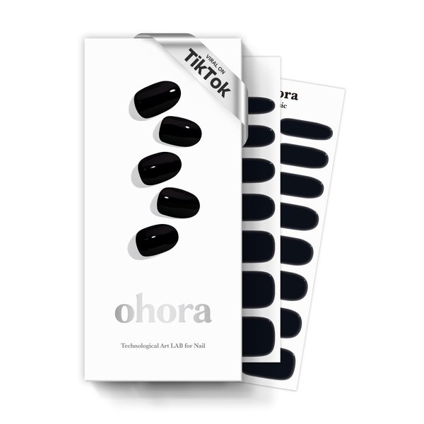 ohora Semi Cured Gel Nail Strips (N Velvet Chic) - Dark, Metallic, Works with UV/LED Lamps, Salon-Quality, Long Lasting, Easy to Apply & Remove - Includes 2 Prep Pads, Nail File & Wooden Stick