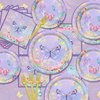 81 Pieces Butterfly Birthday Decorations - Purple Butterfly Party Decorations Butterfly Plates, Napkins and Flower Butterfly Tablecloth for Fairy Butterfly Birthday Party Supplies, Serve 20