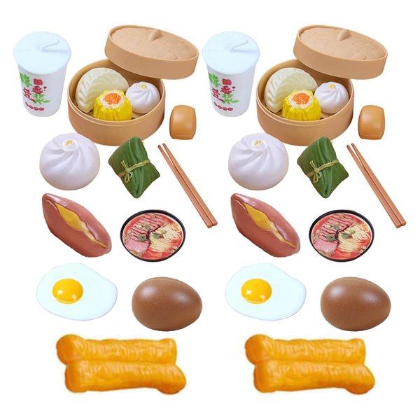 2 Sets Simulation Chinese Food Play Toy Pretend Dramatic Plastic Mini Food Toys Sets Play Kitchen Cooking Accessories for Boys Girls Children Family Dollhouse Furniture, Role Play