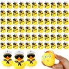 Shappy 24 Pcs Cruise Duck Bulk with Sunglasses Sets 2 x 1.9 x 2.4 Inch Mini Sailing Rubber Ducks Summer Cruise Ship Toy Squeaky Duck Bath Party Toy Duckies for Birthday Party Favors (Yellow)