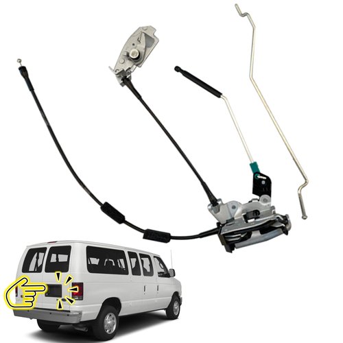 Door latch assembly w/cable&rod compatible for Ford E150 E250 E350 Rear Right Cargo door connective repair lock latch replace 6C2Z-15431A02-AA