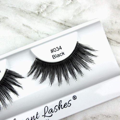 Elegant Lashes #034 Black - Professional False Eyelashes (100% Natural Human Hair)