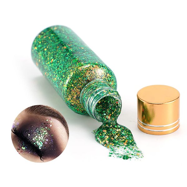 GL-Turelifes Mermaid Chunky Glitter Gel Chameleon Glitter Body Gel Festival Glitter Cosmetic for Face Body Hair Nails Makeup Scale Polarized Sequins Glitter Eyeshadow 30ml (#12 Green)