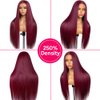 CHEETAHBEAUTY 99J Burgundy 13X6 Lace Front Wigs Human Hair 250% Density Straight Human Hair Wigs HD Transparent Lace Front Wigs for Black Women with Bleached Knots Natural Hairline (24inch)