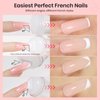 Beetles Gel Polish French Tip Nail Stamp 4Pcs Easy French Manicure Nail Stamper Single Head Soft Silicone Tranparent Long & Short Stamper Nail Tool with Nail Scraper Decorations