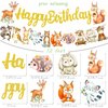 Woodland Animal Birthday Banner 2Pcs Woodland Creatures Banners Forest Animals Cutout Banners Woodland Birthday Party Decorations for kids Woodland Animal Themed Birthday Party Baby Shower Supplies