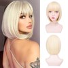 Aida ble Blonde Bob Wigs - 12'' Short 613 Bob Wigs for Women Bob Wig With Bangs Super Soft and Easy to Wear Straight Bob Wig, Colorful Synthetic Wig for Daily, Cosplay, Halloween