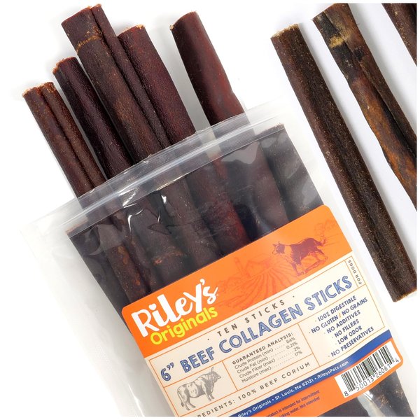 Riley's 6 Inch Beef Collagen Sticks for Dogs - Collagen Chews for Dogs, Bully Stick & Rawhide Alternative Dog Chews No Raw Hide Dog Chews Single Ingredient Dog Treat - 10 ct