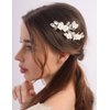 Rumtock 2pcs White Flower Silver Leaf Hair Comb Set for Wedding Brides Women Handmade Boho Jewelry