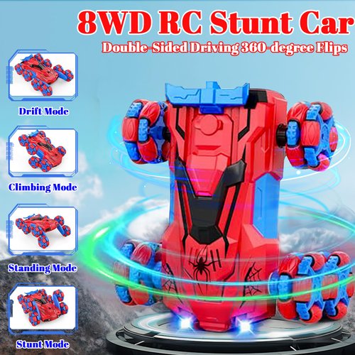Spider-Man RC Car, 8WD Remote Control & Gesture Sensing RC Car Toys, Remote Control Stunt Car Toy for 4 5 6 7 8 9 10 Year Old Kids Christmas Birthday Gifts