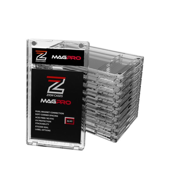 Zion Cases MagPro 55PT Magnetic Card Holder; Duel Magnet Card Case for Secure Holding Strength to Guard Against Unintentional Openings; Includes 10 Magnetic Trading Card Case; (10 Pack)