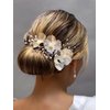 Catery Flower Bride Wedding Hair Vine Gold Floral Headband Pearl Bridal Headpiece Head Piece Hair Band Hair Accessories for Women and Girls