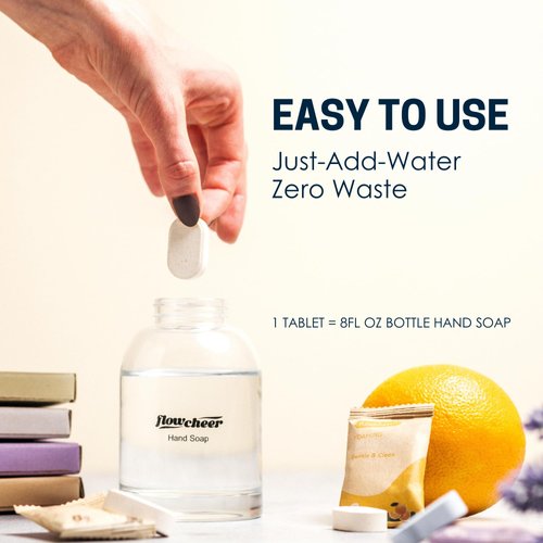 flowcheer Foaming Hand Soap Tablet Refills-12 Pack Zero Waste Eucalyptus Scent Hand Wash Tablets-Makes 12x 8 fl oz Bottles of Soap(96fl oz of Liquid)-Eco Friendly Products&Cleaning Supplies
