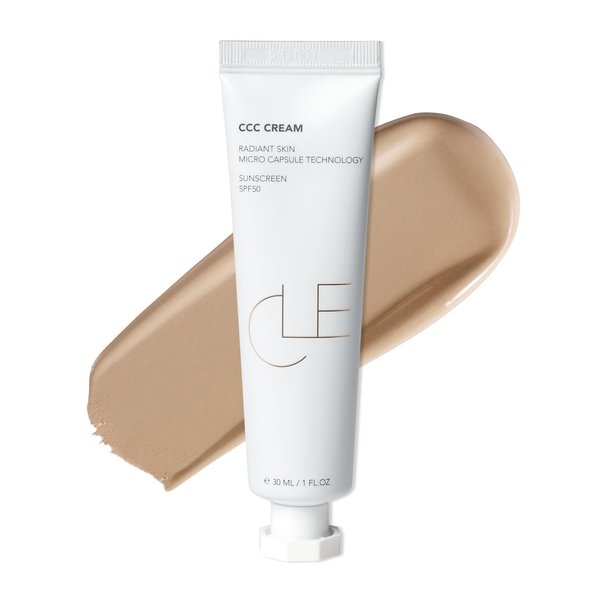 CLE Cosmetics CCC Cream (Neutral Medium Light 201 / SPF 50) - Color Correcting CC Cream with Sunscreen - Lightweight, Hydrating, Light to Medium Coverage Foundation - BB & CC Cream Hybrid - 1 fl oz
