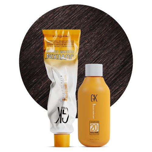 GK HAIR Global Keratin Caramel 6.93 Hair Color Cream Tube (3.4 Fl Oz/100ml) + 20 Volume Developer (5 Fl Oz/150ml) - Professional Permanent Long Lasting Toner Dye
