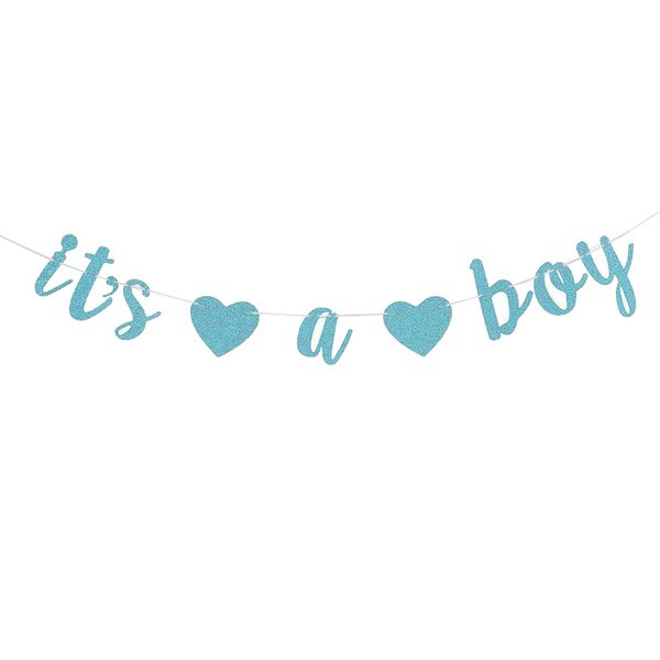 IT is A BOY Banner Sign Bunting Christening Baby Shower Garland Decoration Birthday Party Favors