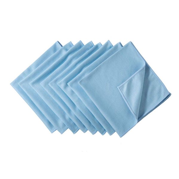 KLNYOO Microfiber Glass Cleaning Cloths Lint Free Streak Free Quickly and Easily Clean Windows & Mirrors Without Chemicals Polishing Cloth 16x16 Inch 8 Pack Blue