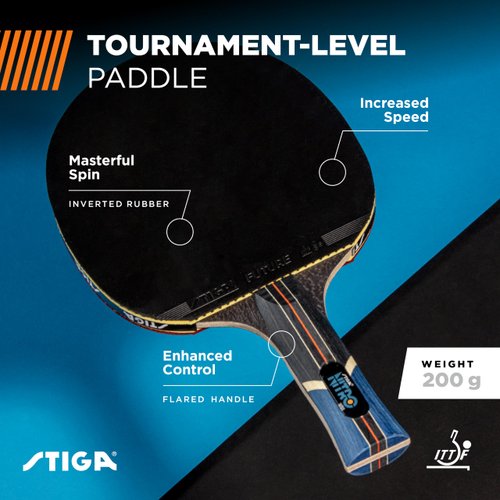 STIGA Nitro Performance Ping Pong Paddle - 6-ply Light Blade - 2mm Premium Sponge – Flared Handle for Exceptional Grip - Performance Table Tennis Racket for Serious Play
