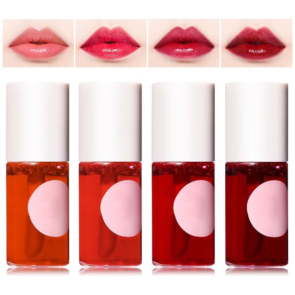 DuoZeng 4Pcs Lip Tint Stain Set,Lip Stain Long Lasting Mini Liquid Lipstick,Non-sticky,Lightweight,Matte Velvet Lip & Cheek Tint,Moisturizing Waterproof Matte Finish Lip Makeup