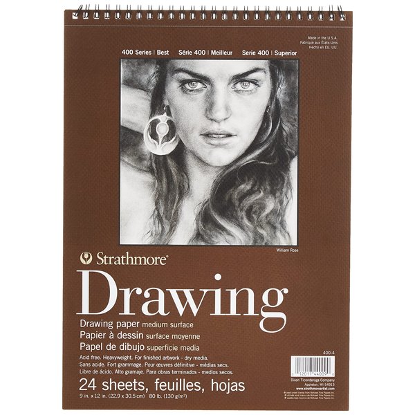 Strathmore Medium Drawing Spiral Paper Pad 9"X12"-24 Sheets -400400, Medium
