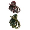 JCGY Set of 2 Crystal Jaw Clips Metal Claws Antique Bronze Antique Gold Trim YY86410-2RedEmerald