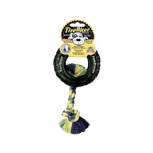 Mammoth Pet Products Tire Biter Paw Track with Rope Dog Toy in Black [Set of 2] Size: Small (6" H)