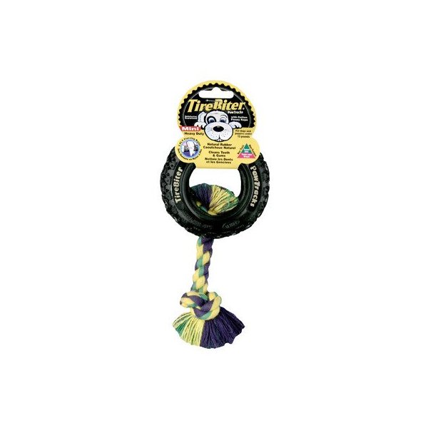 Mammoth Pet Products Tire Biter Paw Track with Rope Dog Toy in Black [Set of 2] Size: Small (6" H)