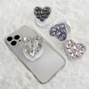 WUOJI Cute Glitter Color Heart Shape Collapsible Expandable Multi Functional Mobile Phone Grip & Kickstand(Pink)