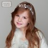 Oriamour Bridal Headpiece Wedding Crystal Headband With Leaves and Freshwater Pearl Hair Accessories For Bride Flower Girl (Silver)