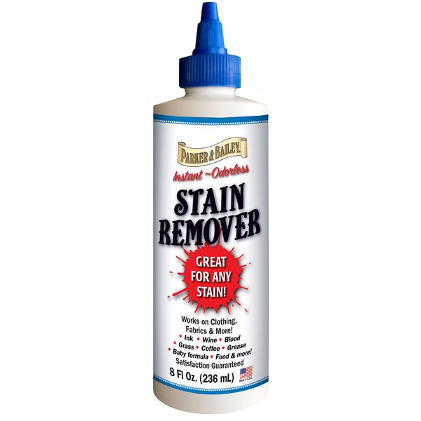 Parker & Bailey Liquid Stain Remover - Instant Stain Removal on Laundry Clothing Fabric Ink Grease Blood Grass Coffee Wine Food Carpet Upholstery Spot Cleaner Odor Free Detergent Booster, 8oz
