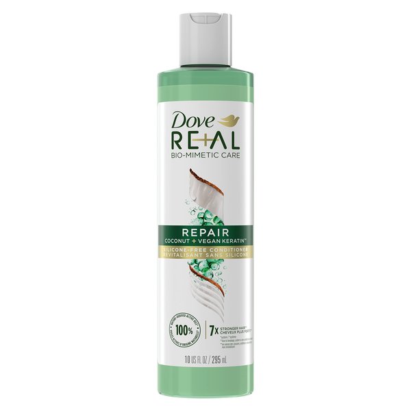 Dove RE+AL Bio-Mimetic Care Conditioner For Damaged Hair Repair Coconut + Vegan Keratin Silicone-Free Conditioner 10oz