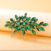 Teyglen Crystal Bride Wedding Hair Comb Full Rhinestone Side Comb Bridal Red Green Black Crystal Hair Pieces Hair Accessories for Bride Women Girl (Green)