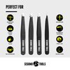 Segomo Tools 4 Piece Tweezer Set - Tweezers For Women - Ingrown Hair Removal Kit - Eyebrow Plucker - Precision Tweezers - Flat, Angled, Slant & Pointed Tweezers - TW004